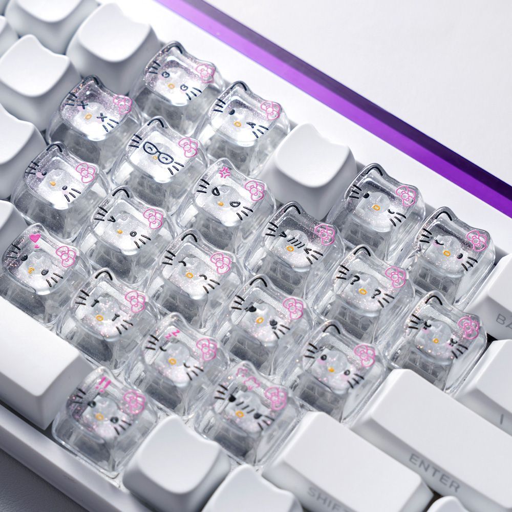 Hello Kitty Keycaps 21 Keys MAO Profile PC Translucent Wooting Aula F75 ...