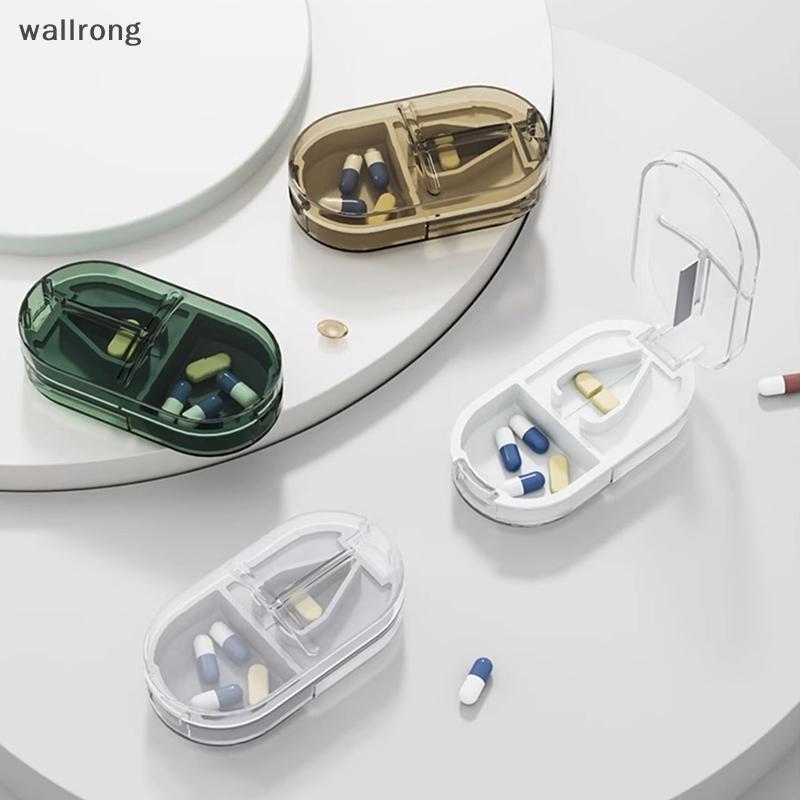 wallrong 2 In 1 Medicine Tablet Cutter Pill Storage Box Splitter Tablet ...