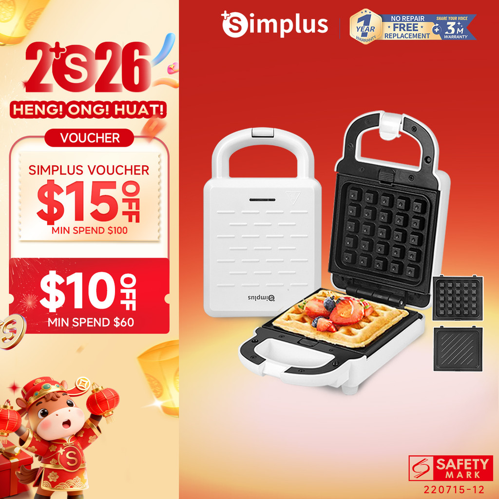 Simplus Sandwich Waffle Maker | 650W | Removable Plate | Overheat ...