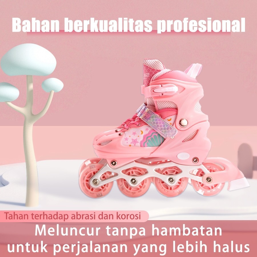 MTG sepatu roda/sepatu roda Oxelo/Sepatu Roda Inline Terbaru, Desain Keren, Anti Slip, Cocok Semua Usia,lampu kedip/tidak licin/anti goyang/lnline skate/star/ukuran dapat disesuaikan/pu/gaya bajaj/mode skateboard - Gambar 3
