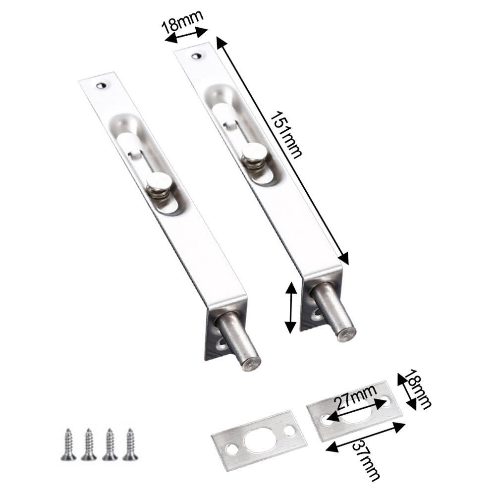 2 Pack Stainless Steel Door Flush Bolt Security Guard for Concealed ...