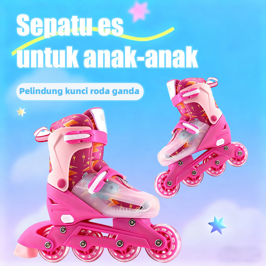 MTG Sepatu Roda + LED untuk Anak Perempuan Sepatu Roda Anak Laki-laki & Dewasa/lampu kedip/tidak licin/anti goyang/lnline skate/star/ukuran dapat disesuaikan/pu/gaya bajaj/mode skateboard - Gambar 4