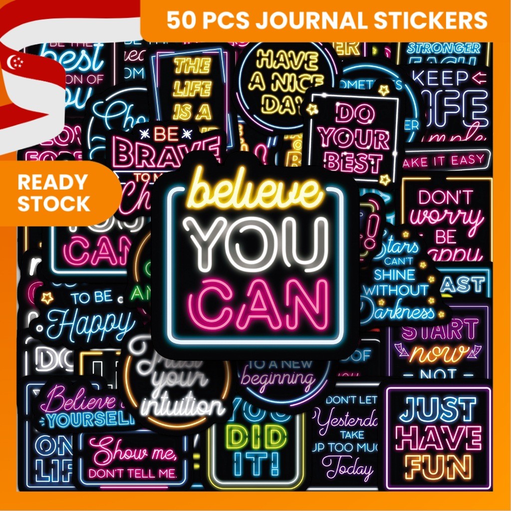 KW 50 pcs Cute Journal Stickers Aesthetic Waterproof for Bottles ...