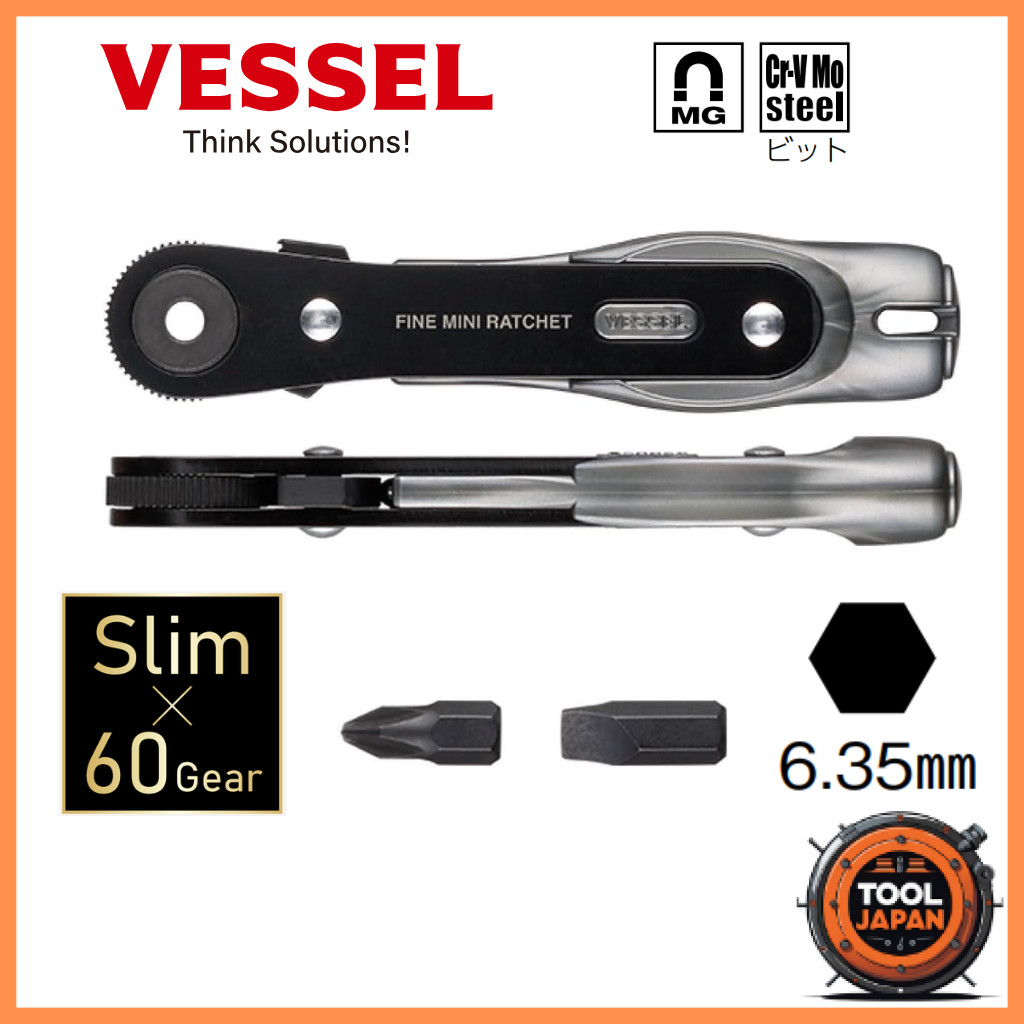 Vessel Thin Fine Mini Ratchet Driver with Multiple Attachments | Shopee ...
