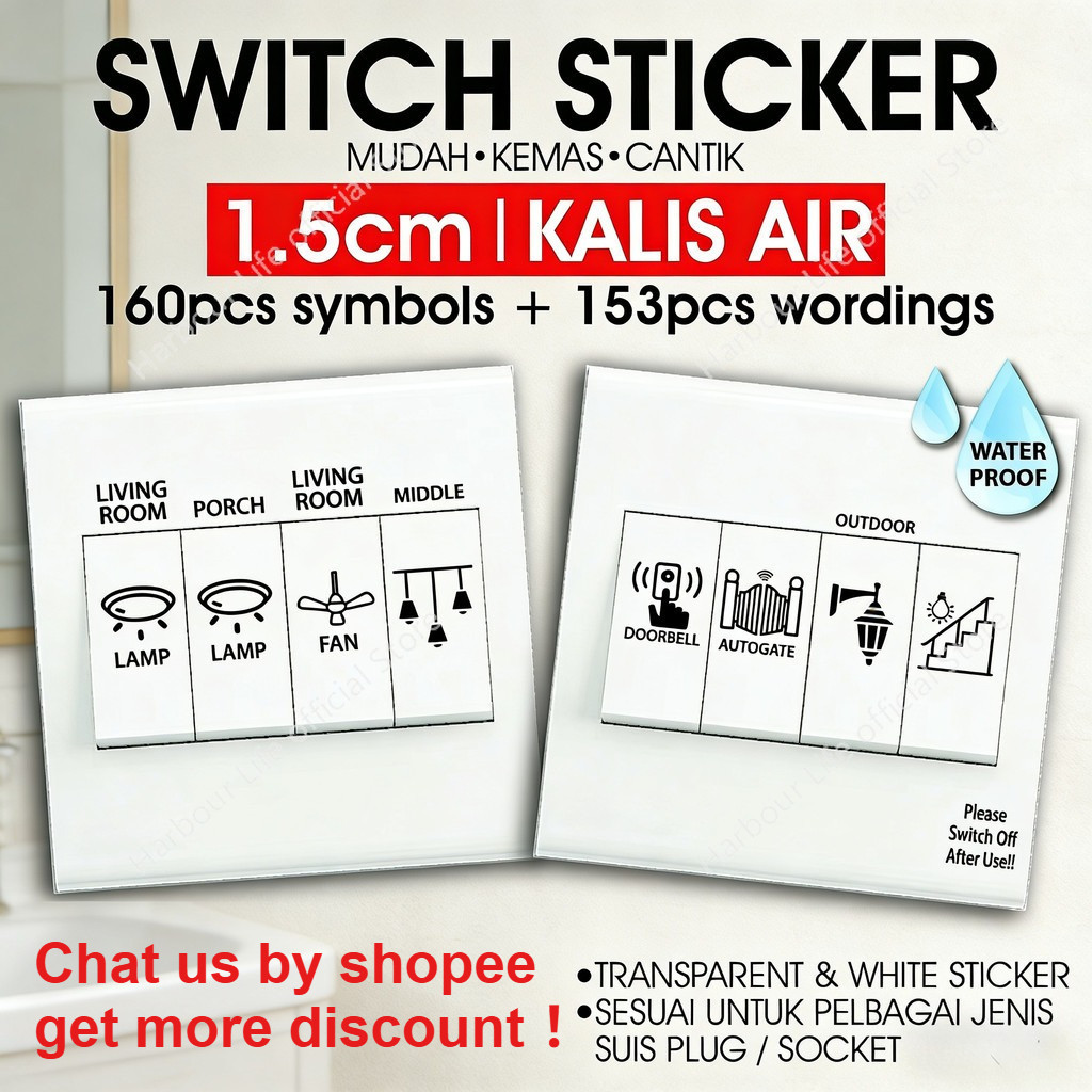 Sticker Label Switch Plug / Socket Symbol & Word for Whole House ...