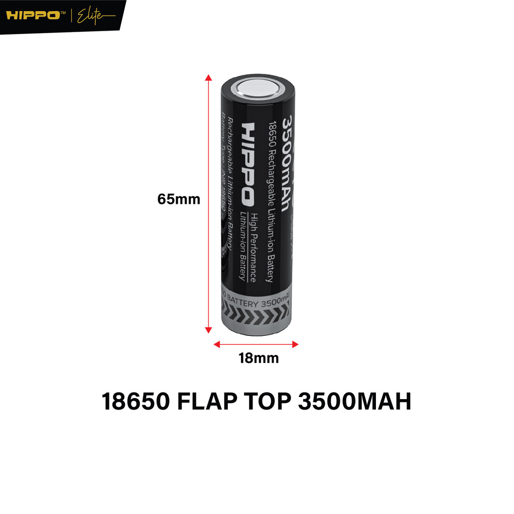 Hippo Baterai Cas 18650 Flat Top 3500 Mah Garansi Resmi Hippo - Gambar 2