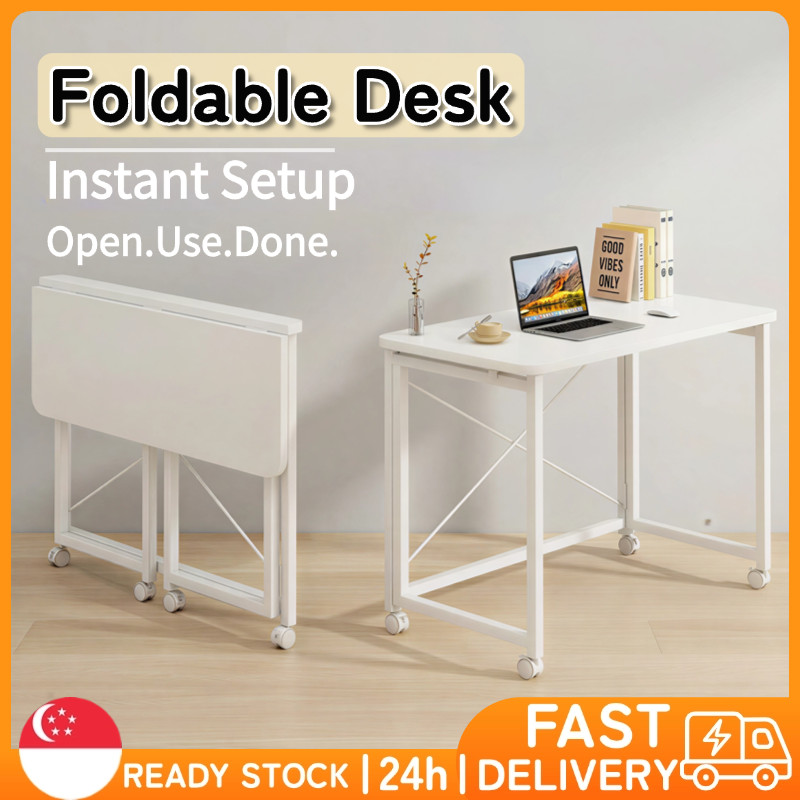 Local Seller 60/80/100cm Foldable Table Lockable Wheels Versatile Study ...