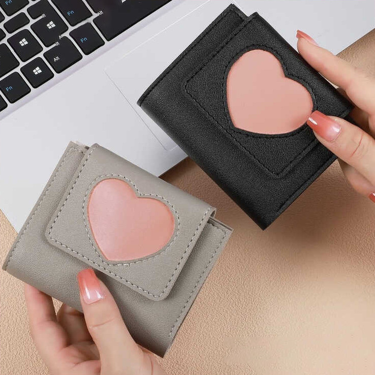 POPmaker shop Dompet Wanita AC35 - Tas Dompet Koin Mini / Dompet Lipat Card Holder dengan Motif Love Cantik, Desain Minimalis & Multifungsi untuk Sehari-hari COD - Gambar 3