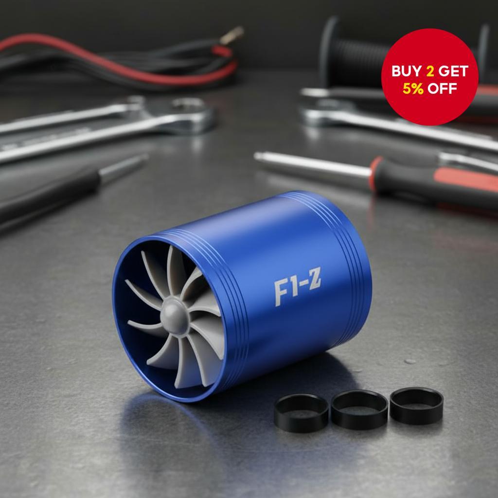 F1-Z Stainless Steel Dual Turbine Air Intake Fuel Saver Turbo Charger ...