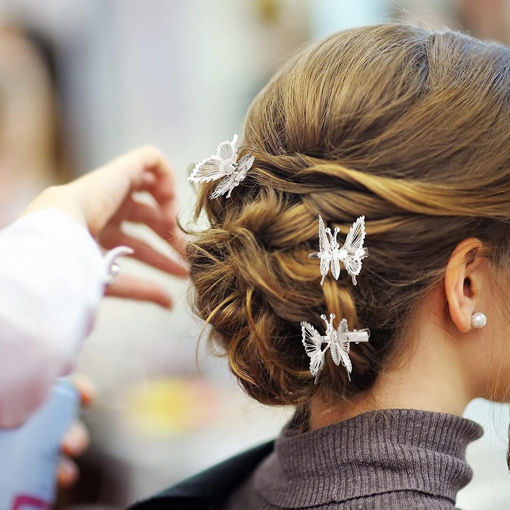 POPmaker Jepit Rambut Kupu-Kupu 3D Bergerak Cute - Gambar 4