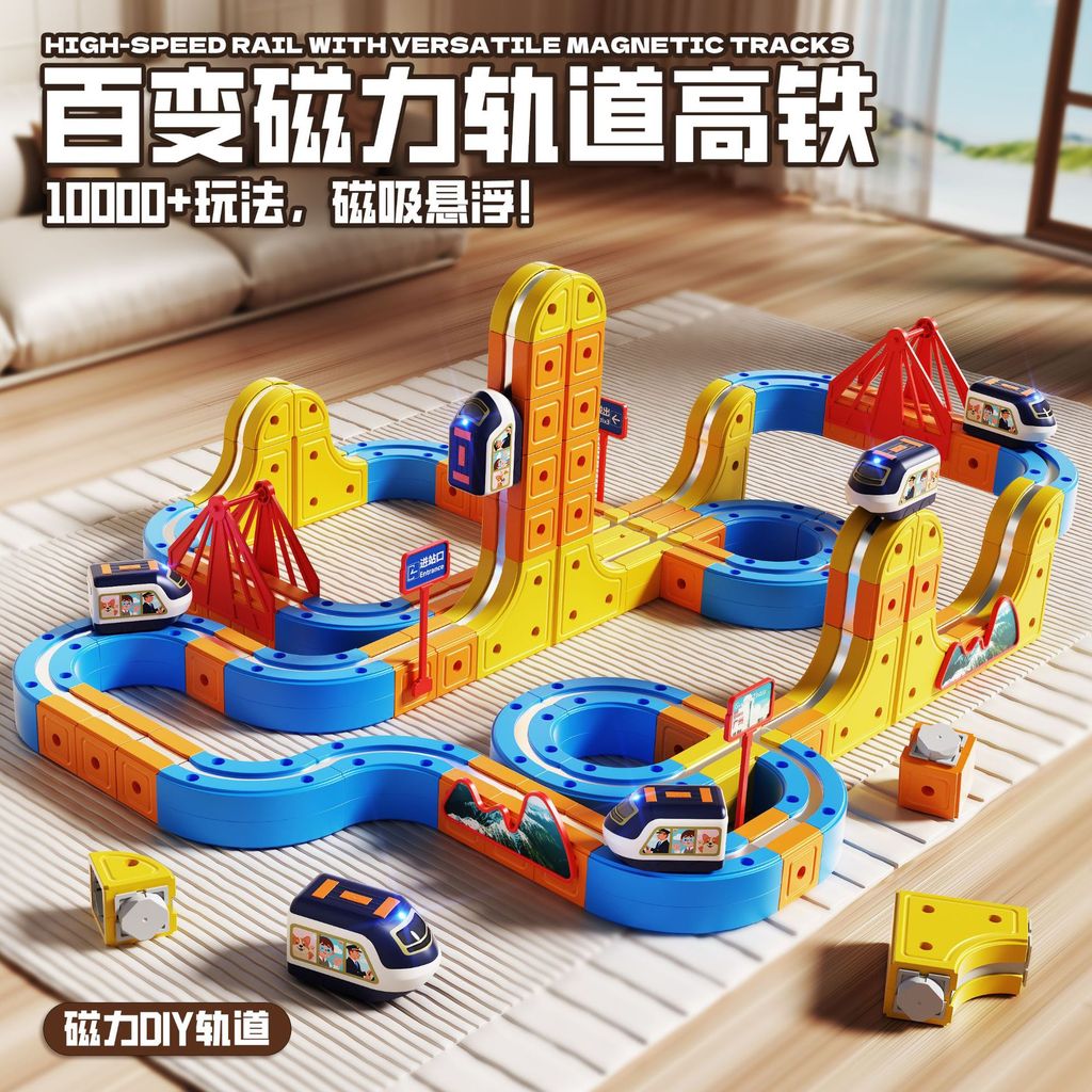 Variety Magic Track Cube Magnetic Building Blocks Track Car Electric ...