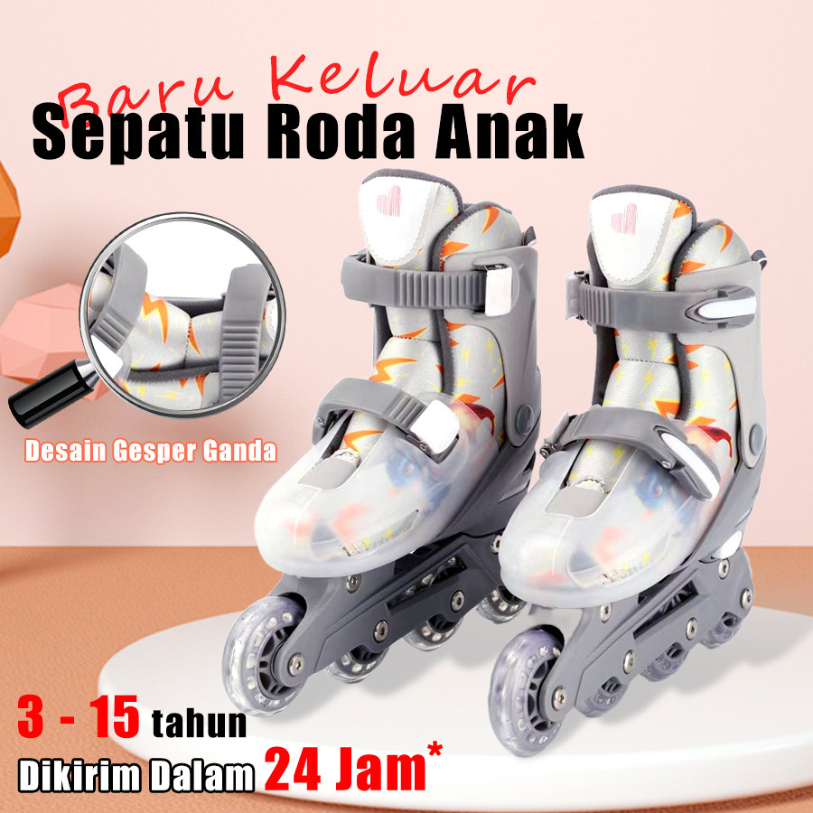 MTG Sepatu Roda + LED untuk Anak Perempuan Sepatu Roda Anak Laki-laki & Dewasa/lampu kedip/tidak licin/anti goyang/lnline skate/star/ukuran dapat disesuaikan/pu/gaya bajaj/mode skateboard - Gambar 2