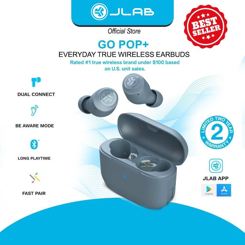 JLab GO POP+ / Tones+ TWS Earbuds Noise Reduction Dual Connect IPX4 ...