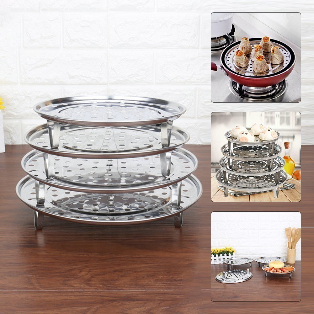 【HEPA】Stainless Steel Steamer Tray Rack Plate Steam Cooking 3 Stands ...