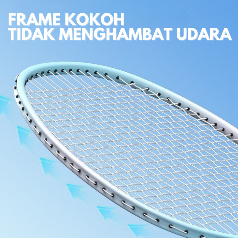 Paket Raket Bulutangkis Full Aluminium 2 Pcs + Tas Eksklusif dan 3 Kok Opsional, Ringan dan Kuat untuk Dewasa Remaja, Tarikan Senar 22–24 lbs Siap Main Latihan atau Rekreasi - Gambar 3