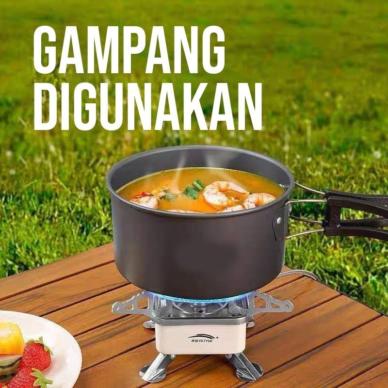 Kompor Camping Lipat Kovar Mini 003-5 Portable Outdoor Stove Selang Api Biru 2800W Anti Lengket Hemat Tabung Untuk Camping Hiking & Piknik - Gambar 3