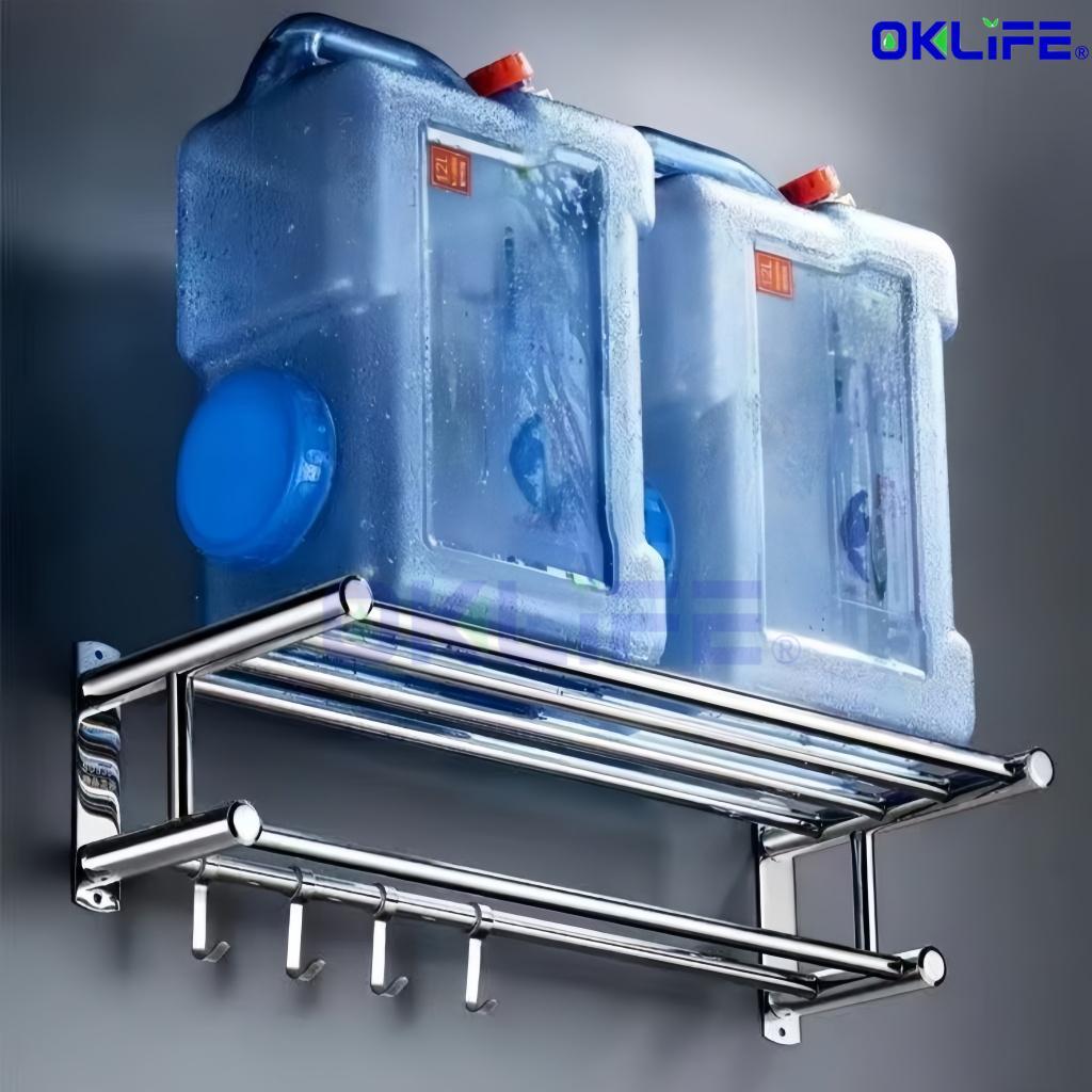 Wall Mounted 304 Stainless Steel Towel Rack Multi-layer Bathroom Shelf with Towel Bar for Hotel & Home view 5