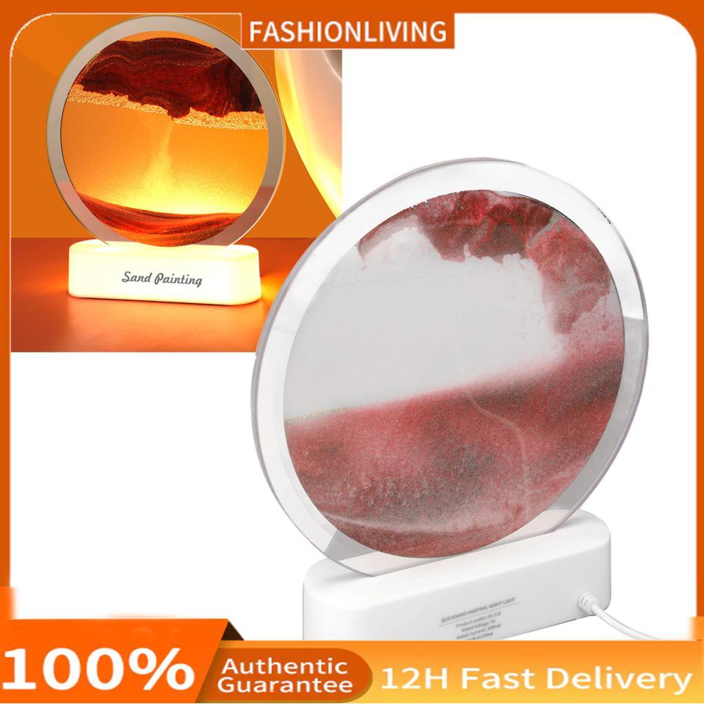 Moving Sand Art Lamp High Transparency USB Plug in Round Quicksand ...