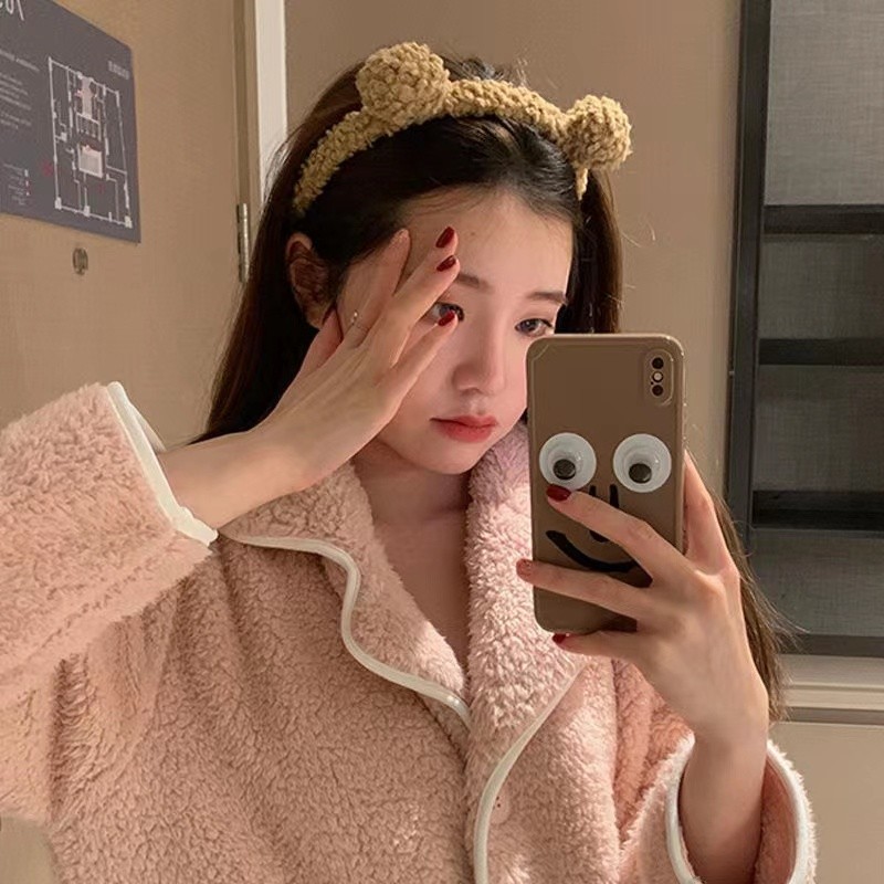POPmaker shop Bando Wanita H390 - Bando / Bandana Karakter Telinga Beruang Korea dengan Bulu Lucu Kekinian, Bando Handuk untuk Aksesoris Rambut Sehari-hari COD - Gambar 3