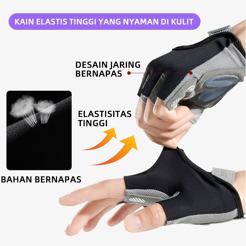 Sarung Tangan Olahraga Fitness Glove Half Finger Glove Sport Angkat Beban - Gambar 2