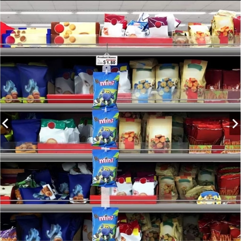 1PCS Clip Strip Display Gantung Plastik Transparant Klip Gantungan Produk Makanan Minuman Snack A103 - Gambar 2
