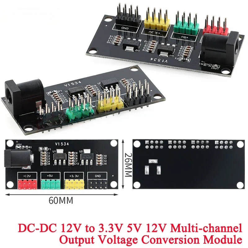 5pcs/1pc DC-DC 12V to 3.3V 5V 12V Multi-channel Output Voltage ...