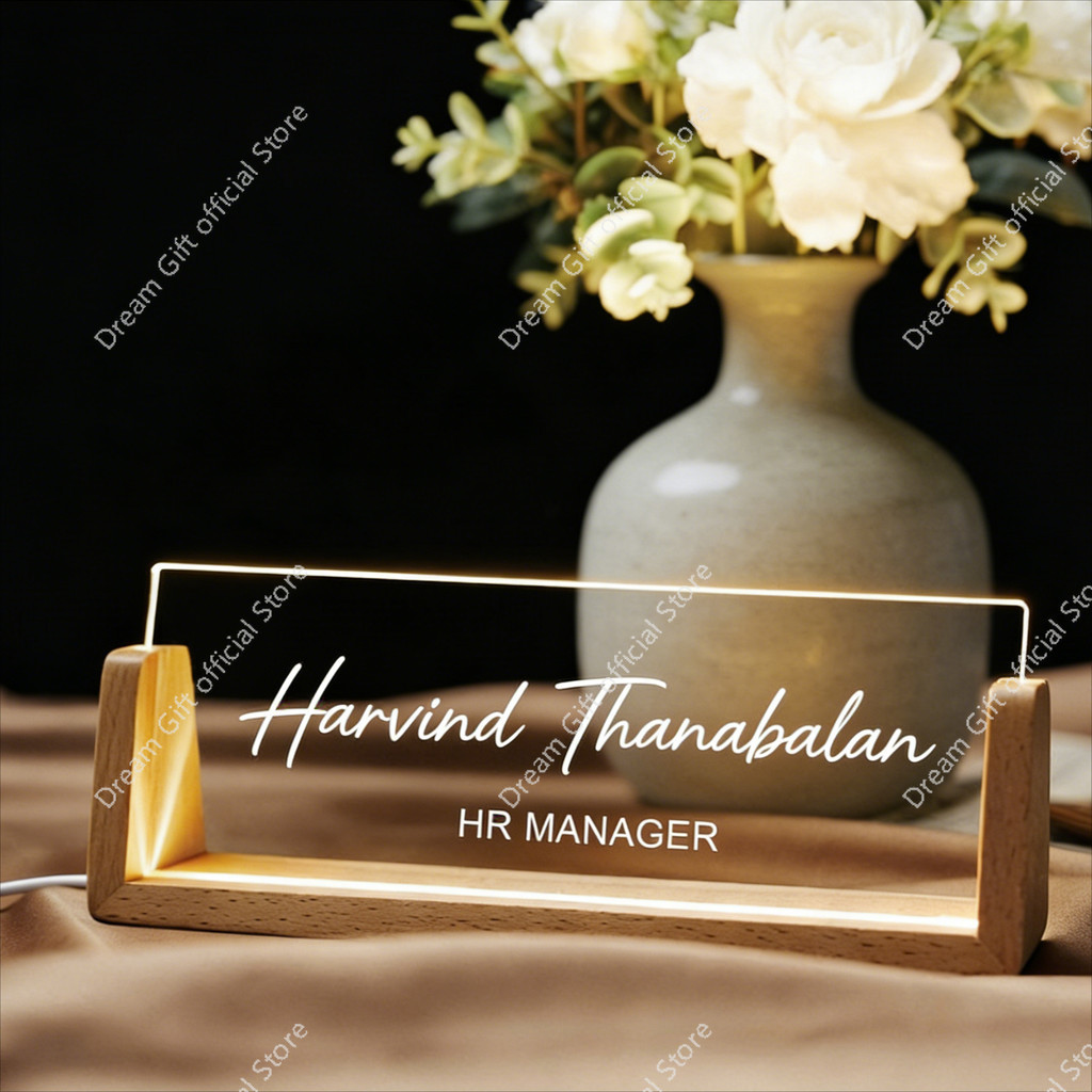 Customize Desk Name Display Desk Name Plate Wood Gift | Shopee Singapore