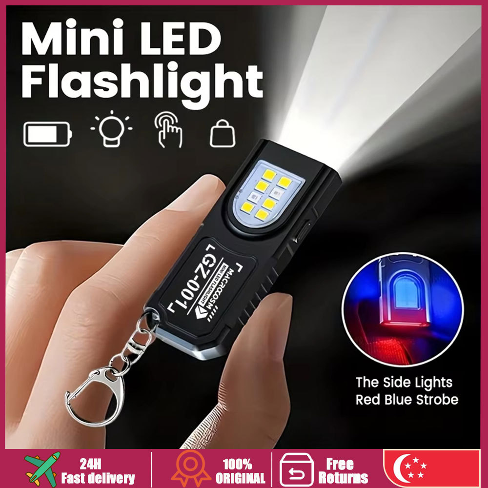 （🔥SG stock🔥）4PCS Mini LED Keychain Flashlight with Magnet Type C ...