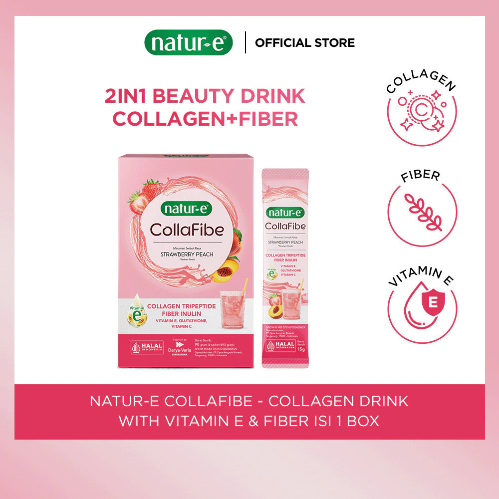 Natur-E CollaFibe - Collagen Drink 1 Box - Collagen Drink dengan Kandungan Vitamin E & Fiber - Membantu Menjaga Kesehatan Kulit dari Dalam