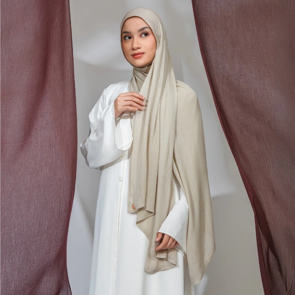Lozy Hijab - Viscose Linen Highlight (Hijab Pashmina Textured Highlight Bahan Viscose Linen) - Gambar 3