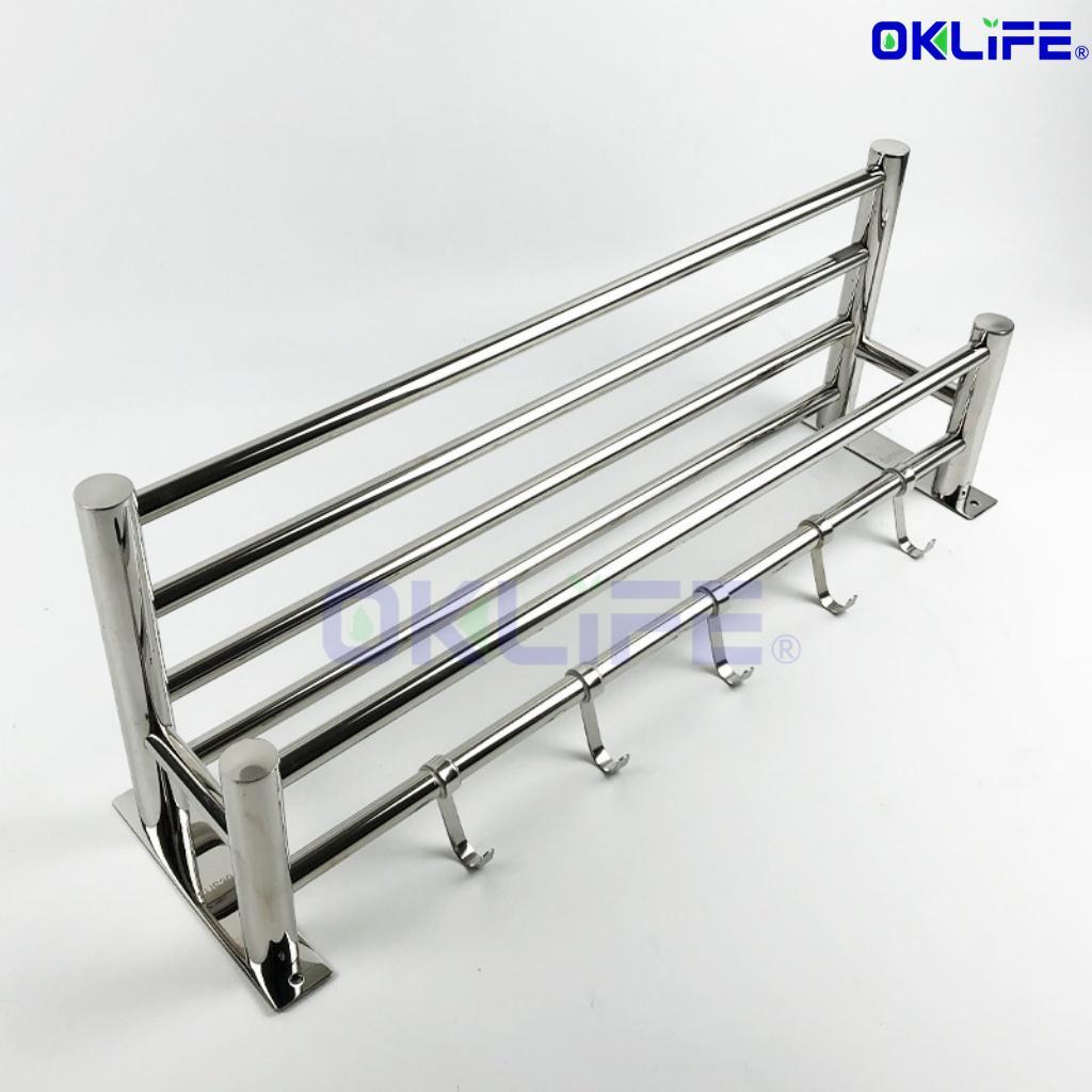Wall Mounted 304 Stainless Steel Towel Rack Multi-layer Bathroom Shelf with Towel Bar for Hotel & Home view 9