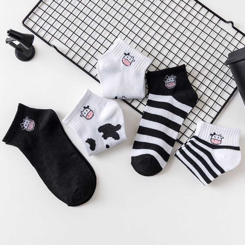 POPmaker Kaos Kaki Korea Motif Sapi Lucu Wanita Pria - Gambar 4