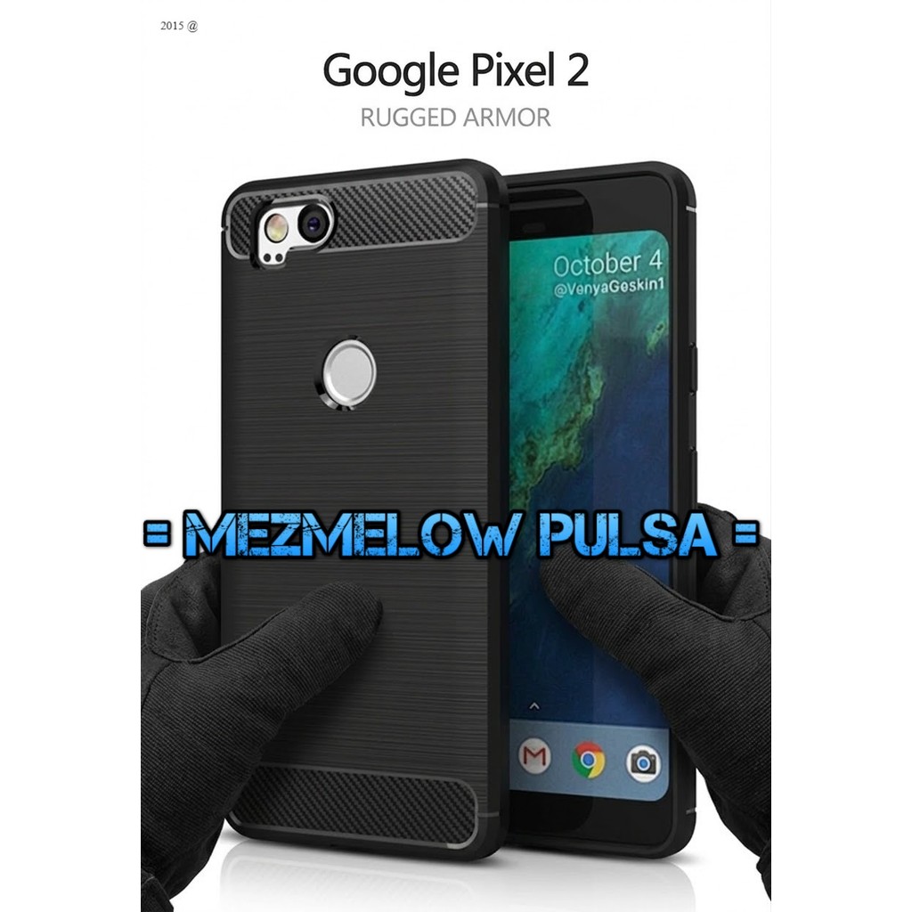 Case Fiber Carbon Case Caseng Casing Softcase GOOGLE PIXEL 2 BIASA - Gambar 3