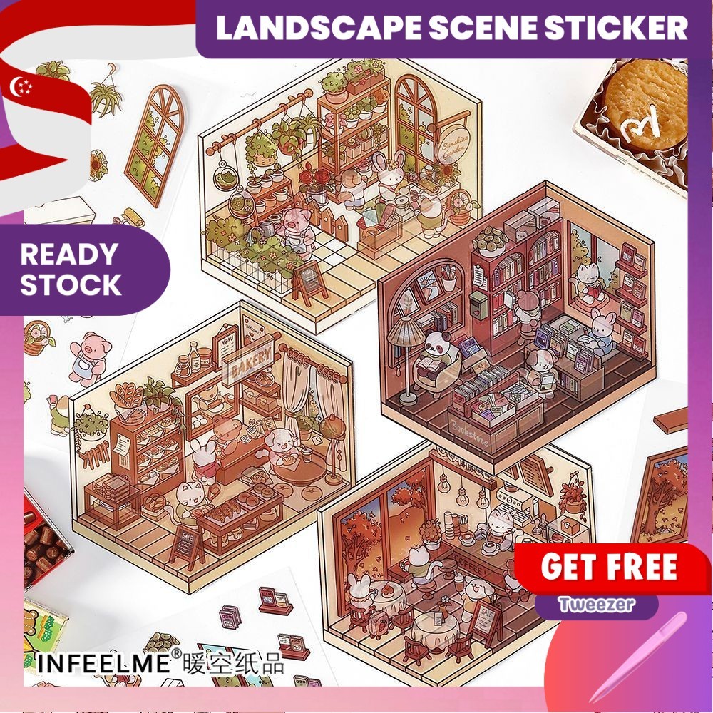 [KW] Cute Miniature Landscape Stickers | 3D Scene Stickers for ...