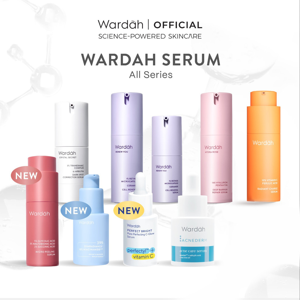 [Wardah Exclusive Member] WARDAH Serum Complete Series For Every Skin Concern - Exosome PDRN, Retinal, Acnederm, C-Defense, Lightening, Crystal Secret, Renew You, Hydra Rose, Symradiance, Perfectyl Perfect Bright, Peeling Serum - Skincare