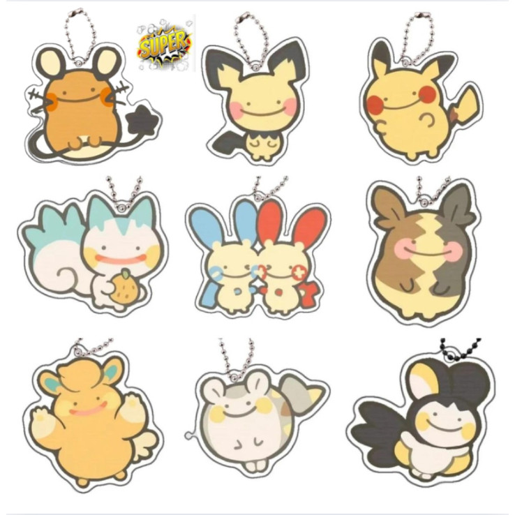 Pokemon Pachirisu Dedenne Emolga Pichu Keychain Anime Peripheral Cute ...