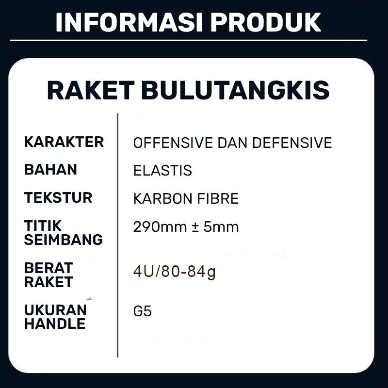 Raket Badminton Carbon Fibre XTRA Shuttlecock 4U Ringan dan Kuat Tarikan 24–26 LBS Bonus Tas dan Handgrip Cocok Pemula hingga Profesional - Gambar 2
