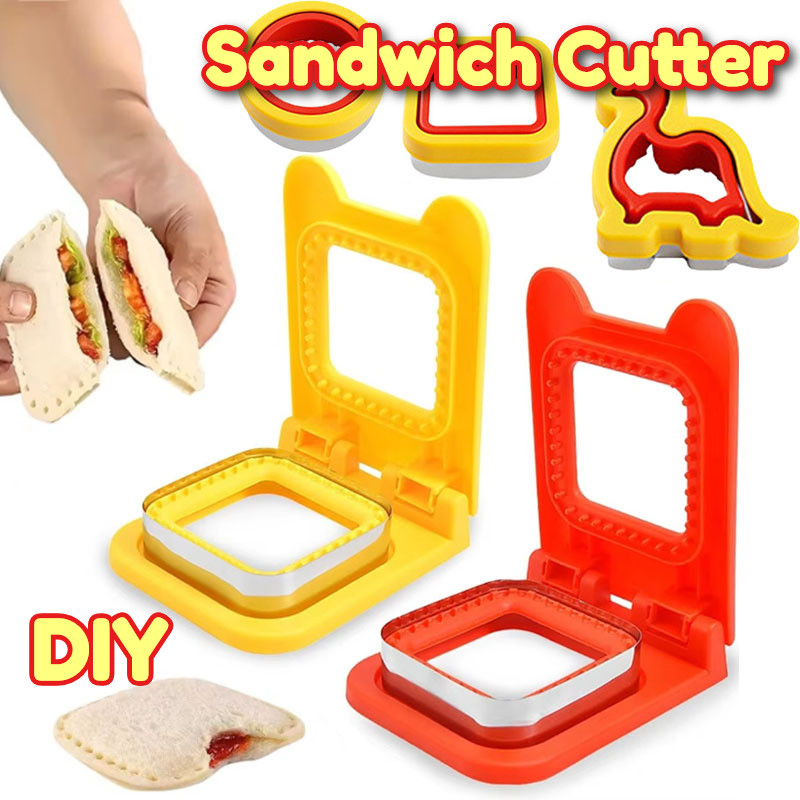 Sandwich Cutter and Sealer Flip Tool Stainless Steel Blade Round Square ...