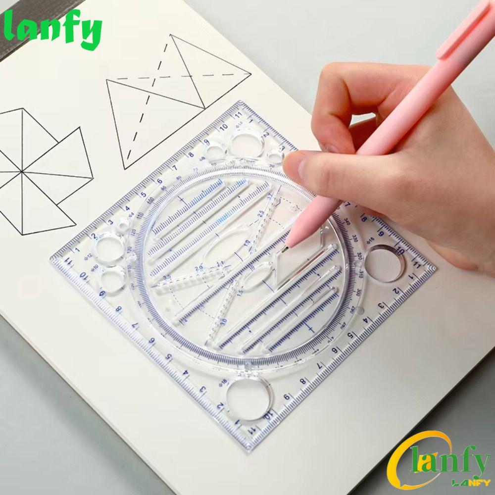 LANFY Rotatable Ruler, 3D Scale Transparent Geometry Drawing Ruler ...