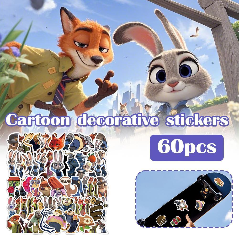60 Crazy Zootopia Cartoon Decorations Notebook Mobile Stickers ...
