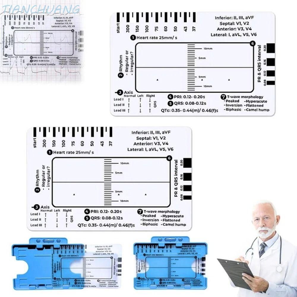 TIANCHUANG ECG 7 Step Ruler Card, Interpretation Portable Pocket Ecg ...