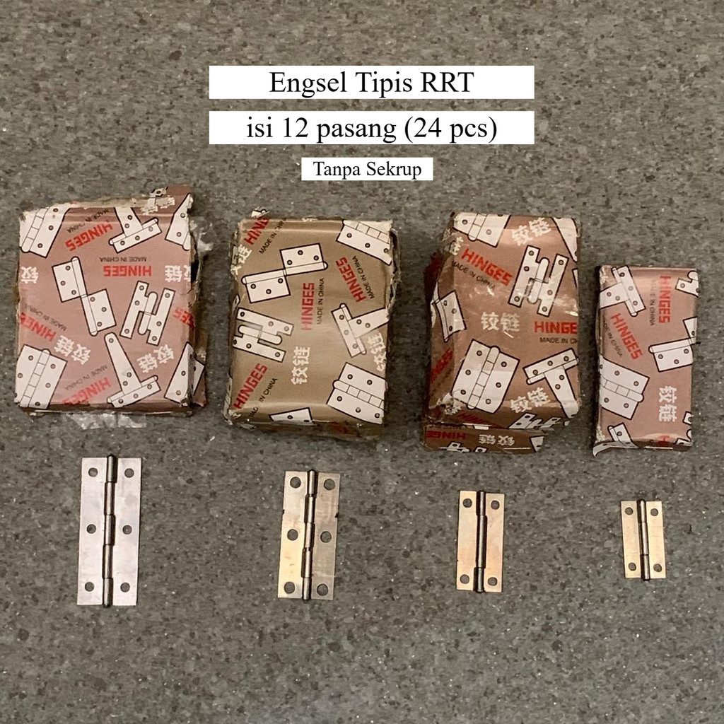 Engsel Tipis RRT [1 kotak 24 pcs] 1.5" 2" 2.5" 3" Inch / Engsel Kupu / Engsel Lemari Kecil - Gambar 2