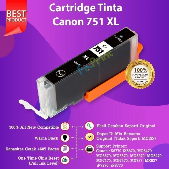 FixPrint Cartridge Tinta Compatible PGI750 CLI751 750 751 Printer IX6770 Compatible Cartridge for Canon PGI750 XL B=23ml CLI751 XL BCMY=12ml - IP7270 MG5470 Compatible Canon PGI750 XL CLI751 XL IP7270 MG5470 - Gambar 2