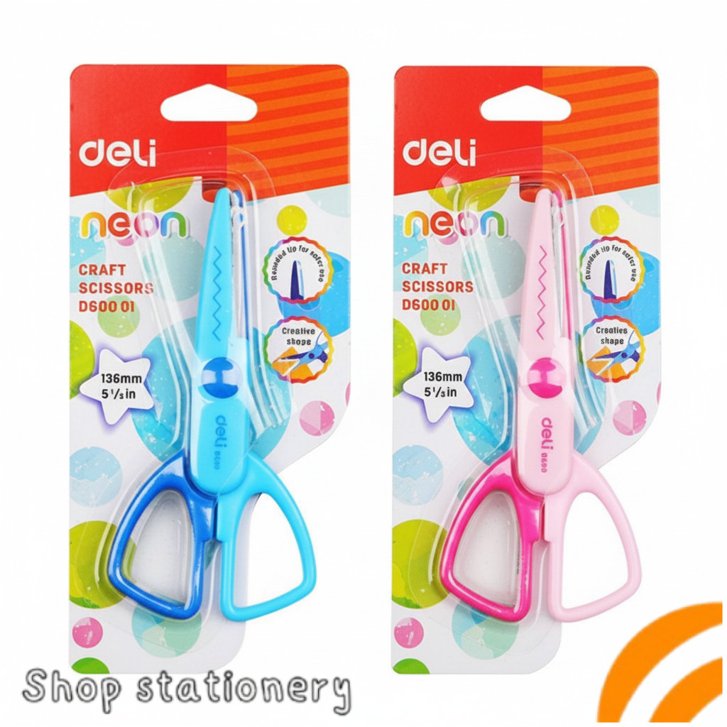 Deli Neon Craft Serrated Scissors Model D60001 136mm Pattern For ...