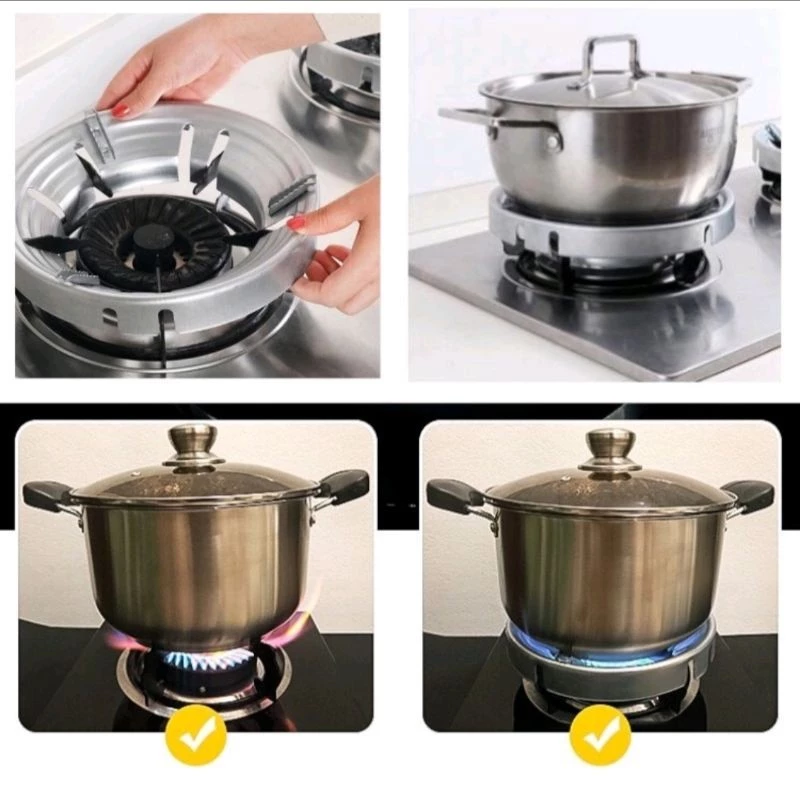 ALAS TATAKAN ALUMINIUM COVER KOMPOR GAS PORTABLE PELINDUNG ANTI ANGIN & SLIP - Gambar 2