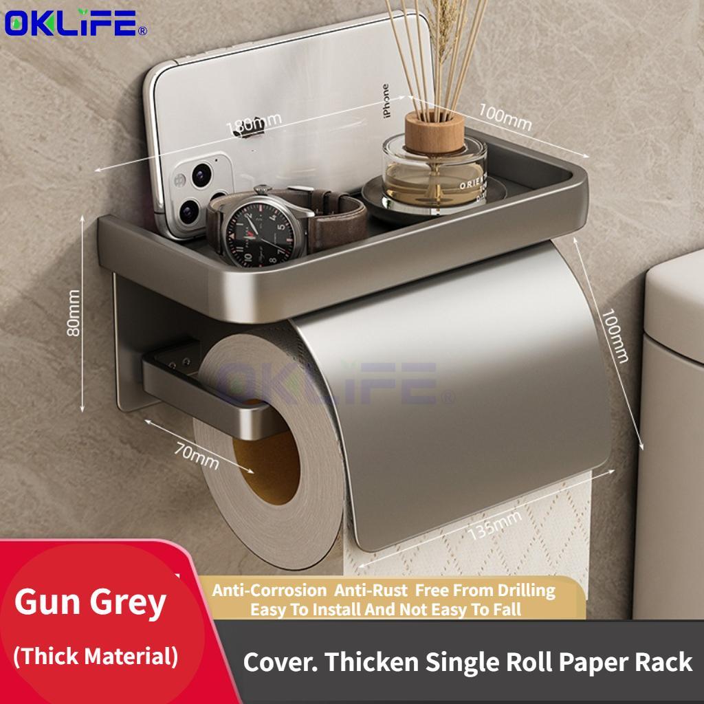 Toilet paper holder with shelf Bathroom tissue holder Waterproof toilet paper holder view 12