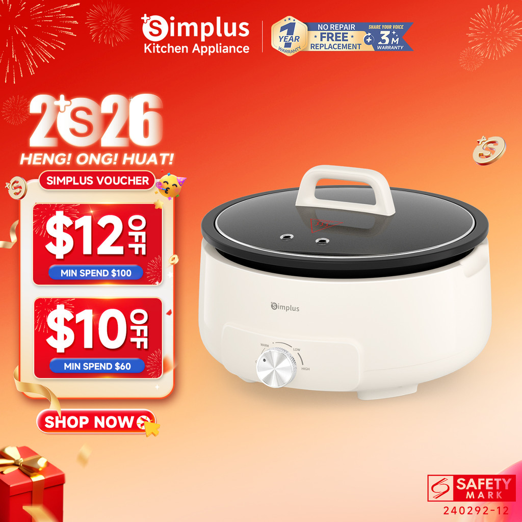Simplus Kit 4.2L Electric Hot Pot丨1400W High Power丨3 Temperature Levels ...