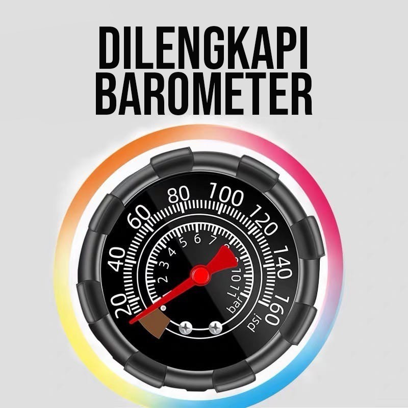 Pompa Angin Manual 160 PSI Tekanan Tinggi Bahan Baja Anti Karat 60 cm / Pompa Ban Mobil Motor Sepeda Bola Nozzle Universal - Gambar 3