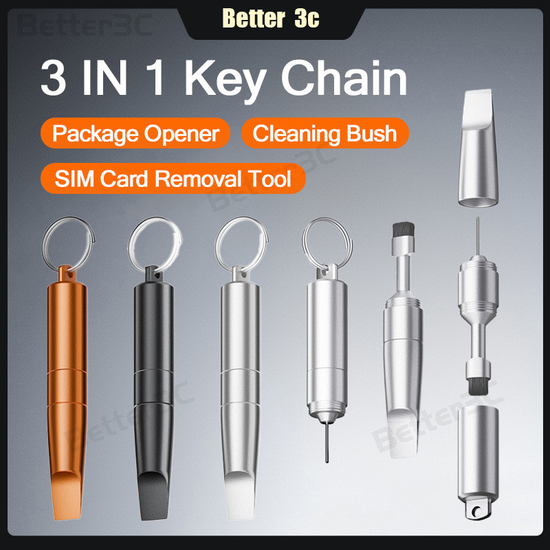 3-in-1 Package Opener+SIM Card Ejector Pin+Cleaning Brush Mini Portable ...