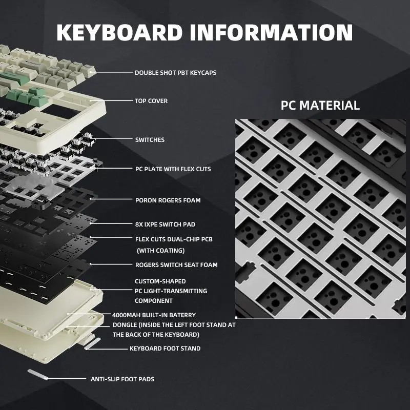ELEC FOX / ELECFOX Linky-87 / Linky 87 PRO TKL Mechanical Keyboard 87% LED Gaming Keyboard 3in1 Connection - Gambar 4